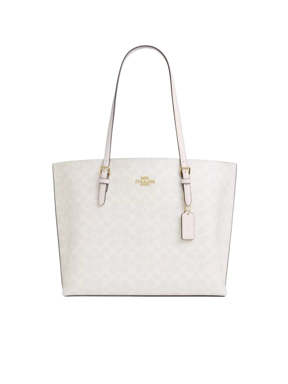 Coach Mollie Tote Bag in signature white and matching coach zip wristlet wallet